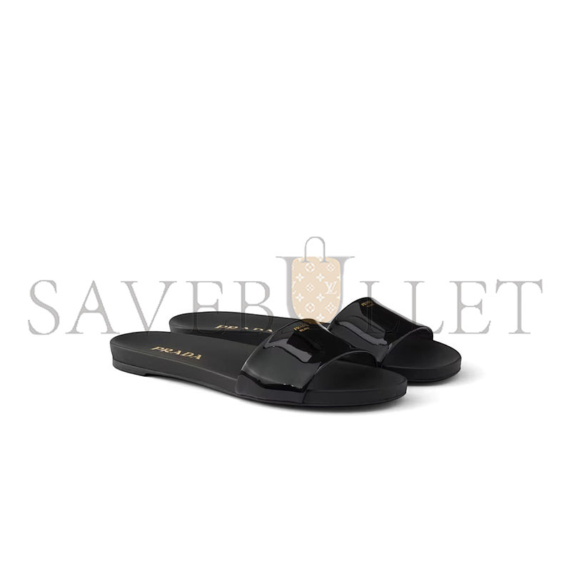PRADA PATENT LEATHER SLIDES 1XX798